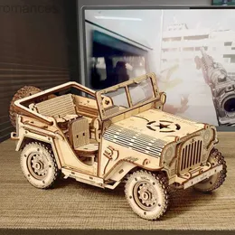 3D quebra-cabeças de alta qualidade 3D quebra-cabeça de madeira modelo de carro Jigsaw Jeep brinquedos para crianças adultos presente de aniversário 240314
