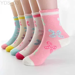 Kindersocken 5 Paare/los Frühling Herbst Hohe Qualität Mädchen Socken Baumwolle Schmetterling Candy Farbe Socken Für Mädchen 3- 12 Jahre kinder Socken YQ240314