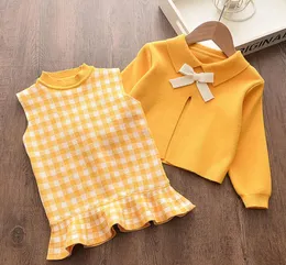 Melario Baby Girls Dress Autumn Winter Girls Girls Top and Plaid Princess Dresses Baby Sweater Twister Dress 2pcs Kids Dress LJ25215274