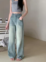 Women's Jeans Benuynffy Streetwear Women Vintage 90s Baggy Straight Denim Trousers Korean Fashion High Waist Loose Wide Leg Long Pants