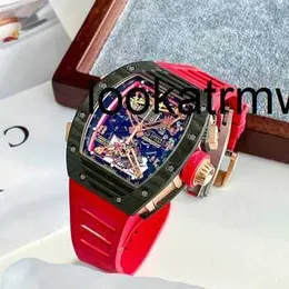 Relógio masculino RM relógios de pulso mecânicos feitos automáticos série masculina Rm 50-01 Tourbillon fibra de carbono / ouro rosa 18k relógio mecânico manual masculino