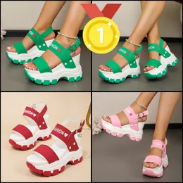 2024 Top New Slippers Buckle Strap Strap Wedge Heel Sandals for Women Summer Lightweight Platform Slide Non Slip Shoes Gai 35-43