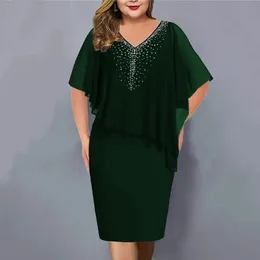 Plus size linda festa midi vestido na altura do joelho mulheres bainha decoração casamento verão roupa diária 240312