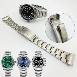 WatchBand 20mm 21mm Watch Band Rand Rostfritt stålarmband Curved End Silver Watch Accessories Man Watchstrap för Submariner Glidelock 2092