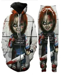 Nowy horror menwomensa Chucky 3D Print Casual Fashion Zipper Hoodiessweatpants Hip Hop Tracksuits Hoodiepants ET094037570