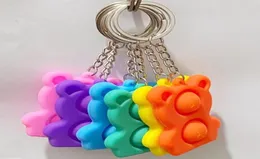 Nyaste tecknad dinosauriebjörn Push Bubble Keychain poo-its nyckelring leksaker leksaker dekomprimering leksak nyckel kedja anti stress ångest bubblor board h38khdw1829395