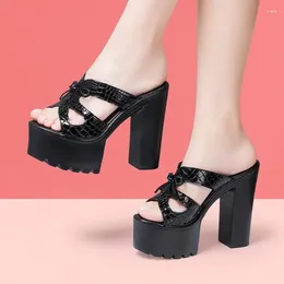 2024 647 Heel Sandals Women's High Chunky 14cm Summer Platform Open Tee White Black Shoes 113