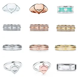 مصمم أزياء فاخر العلامة التجارية المجوهرات 925 Silver Double T Love Ring Women’s Classic Charm Wedding Wedding Wedder