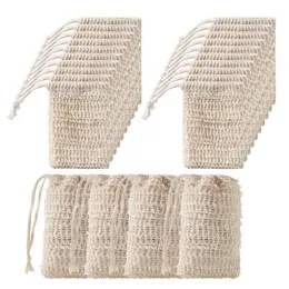 Scrubbers 50Pcs Shower Bath Sisal Soap Bag Natural Sisal Soap Bag Exfoliating Soap Saver Pouch Holder