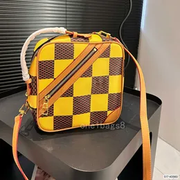 Men and women with the same couple single shoulder crossbody small square bag plaid solid color letter print luxury wallet bag 10A