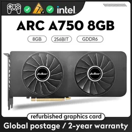 Jieshuo Arc A750 8GB 비디오 그래픽 카드 GDDR6 GPU 256 비트 PCI-E4.0 A750 8G 컴퓨터 데스크톱 게임 사무소 KAS RVN CFX에 적합합니다.