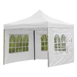 Gazebos dossel painel lateral tenda à prova de sol dobrável jardim sombra abrigo toldo à prova dwaterproof água com janela clara ao ar livre churrasco