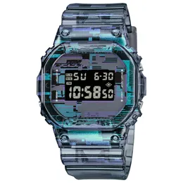 Série de camuflagem esportiva masculina digital quartzo 5600 relógio horário mundial resistência à água completo LED grande mostrador carvalho série de relógios gelados