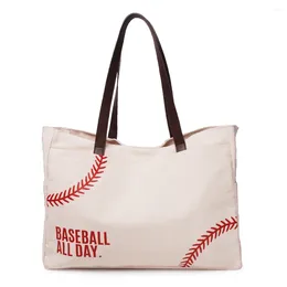 Shoulder Bags Embroidery Softball Letters Totes Large Capacity Shopping Handbag Simple Lady Bag Ladies Daily Street Handbags