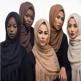 Foulard riccio da donna musulmana Anello in tinta unita morbido Scialle Baotou in cotone di lana Foulard femminile islamico Sciarpa scialle women1229K