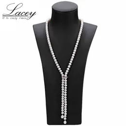 Cultured Real Long Pearl Necklace For Women100% Genuine Freshwater Pearl Necklace Fashion Jewelry Gift Cloth Accessories 240301