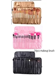 24 Stück Wollfaser-Make-up-Pinsel-Set Tragbare 24-teilige Make-up-Pinsel mit Pinseltasche DHL 1146776