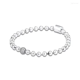 Charm Bracelets QANDOCCI Beads Pave Chain 925 Sterling-Silver-Jewelry