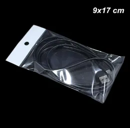 500 Pacote 9x17 cm Auto Seal OPP Poly Plastic Packaging Bags com Hang Hole Autoadesivo Bolsa de armazenamento de produtos eletrônicos para USB 3676803