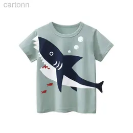 Thirts 2022 Trendy Summer Childrens Clothing New Boys Short Sleeve T-Shirt 3D Cartoon Shark Tops Tees Complements Dropshiping Ldd240314
