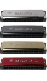 Professionell 24 -håls harmonica C -nyckel Metallmonica Woodwind Instrument för nybörjare 4 Färgdropp8010667