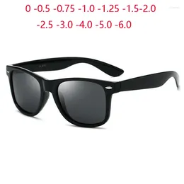 Sunglasses Vintage Rivets Polarized Men Women Minus Lens Driver Square Prescription 0 -0.5 -0.75 -1.0 To -6.0