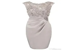 Service Selling Knee Length Chiffon Scoop Mother Of the Bride Dresses In Stock with Lace Beaded4206838