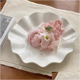접시 접시 귀여운 흰색 작은 주름 플라스틱 케이크 플레이트 빵 디저트 스시 조식 주방 스낵 식당 홈 맛 DHV6L