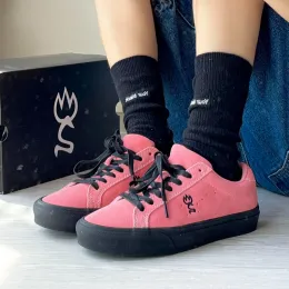 Calzature joiints scarpe da skate in pelle scamosciata rosa per skateboarder girl scarpe vulcanizzate unisex durevole suola in gomma bmx cicling da tennis sneaker