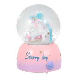 Boxes 1PC Unicorn Crystal Music Box Snow Lighting Ball Table Decor Without Snowball