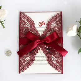 50st Laser Cut Wedding Invitations Card Lace Flower European Pocket Hälsningskort Kuvert Birthday Mariage Party Decoration 240301
