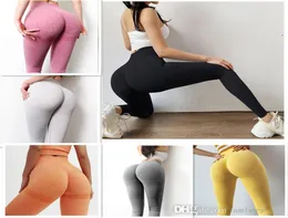 Kvinnor leggings sömlösa stickning höft vridande fuktabsorption och svett yoga byxor tränar fitnessbyxor 16Colors4781374