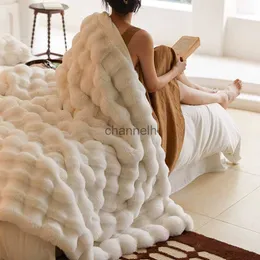 Cobertor de pele inverno luxo calor super confortável para camas high-end cobertor de inverno quente para sofá 240314