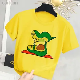 T-shirt T-shirt da ragazzo Cute Sports Avocado Girl Clothes T-shirt casual gialla Fille Fun T-shirt per bambini per ragazzi Girocollo Stampa manica corta ldd240314