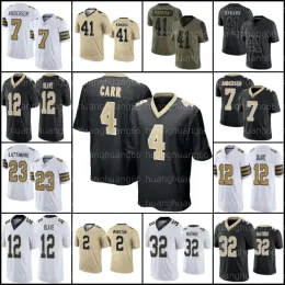 4 Derek Carr Alvin Kamara Camisas de futebol Jamaal Williams Chris Olave Tyrann Mathieu Drew Brees Taysom Hill Michael Thomas Demario Davis Bryan Bresee