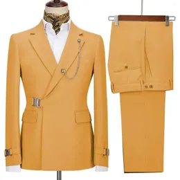 Męskie garnitury Blazer Spodnie dla mężczyzn kurtka włoska impreza designerska ślub Slim Fit Homme 2pcs Ubranie klapy bez akcesoriów 240312