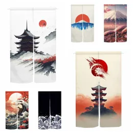 Cortinas padrão japonês porta cortina montagem fuji kanagawa ondas quíntuplo torre pintura noren partição quarto pendurado halfcurtains