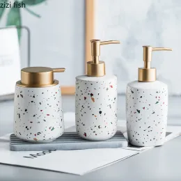 Impostare la bottiglia fluida per lavaggio a mano in ceramica Terrazzo Modello da bagno Forniture da bagno BOTCHE SPOTTURA DI SPOTTURA PORTATILE DISPITORI PORTATI