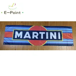 Acessórios 130gsm 150d Material Martini Racing Car Banner de 1,5ft*5ft (45*150cm) Tamanho da bandeira da casa Decoração externa interior YHX016