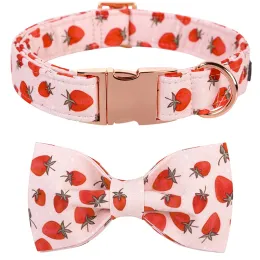Halsbänder Personalisiertes Erdbeer-Hundehalsband mit Fliege, Sommer-Hundehalsband, rosafarbenes Hundehalsband für große, mittelgroße und kleine Hunde