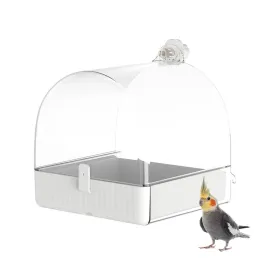 Baths Bird Bath Box wielofunkcyjny wisząca papuga w kąpieli przezroczyste pudełko żywieniowe z szufladą klatką