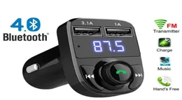 X8 FM Transmitter Aux Modulator Bluetooth Handsfree Car Kit Car O Player مع 3.1A Charge Charge Dual USB Accessorie947455