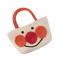 Spring New Mummy Bread Superman Cartoon Hand Carrying Cotton Cord Cartoon Straw Woven Women's Bag