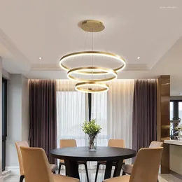 Lâmpadas pendentes pós-moderno minimalista nórdico anel led sala de jantar lustre quarto personalidade criativa redonda alumínio sala estar