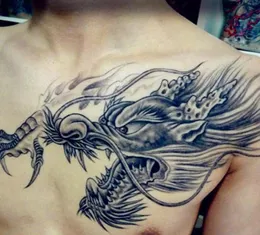 Adesivo de tatuagem de dragão à prova d'água, adesivo de papel no peito, torneira grande, flor, braço, homens e mulheres, pequeno, fresco, adesivo de tatuagem 8586833