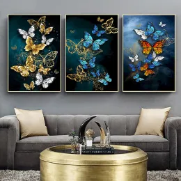 Numara gatyztory 3pcs Yetişkinler için Sayılarla Boyama Çocuklar Kelebek Elde Yağlı Yağlı Boya Tuval DIY Hediye Ev Dekoru 40x50cm