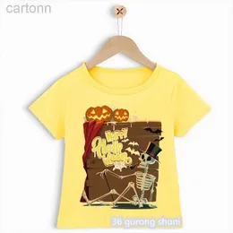 T-shirt Nuove magliette per ragazzi di vendita calda Halloween spaventoso teschio stampa grafica per bambini Costumi regalo di Halloween moda divertenti magliette per bambini ldd240314