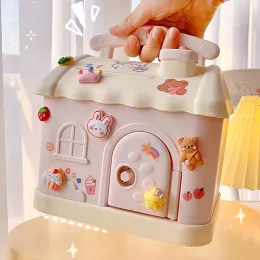 Caixas bonito casa caixa de dinheiro com adesivo 3d kawaii cofrinho para crianças adultos tamanho grande caixa de poupança para moedas notas presente de aniversário