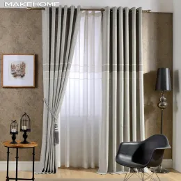 Curtains SemiBlackout Linen Window Curtains for Living Room Bedroom Kitchen Modern Curtains Jacquard Tulle Drapes