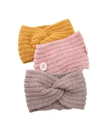 Gestricktes Stirnband für Frauen aus warmer Wolle, Kreuz-Stirnbänder, strickender Kopfwickel mit Knopf für Ohrenschutz, Designer-Maskenhalter, Haarspitze3690147